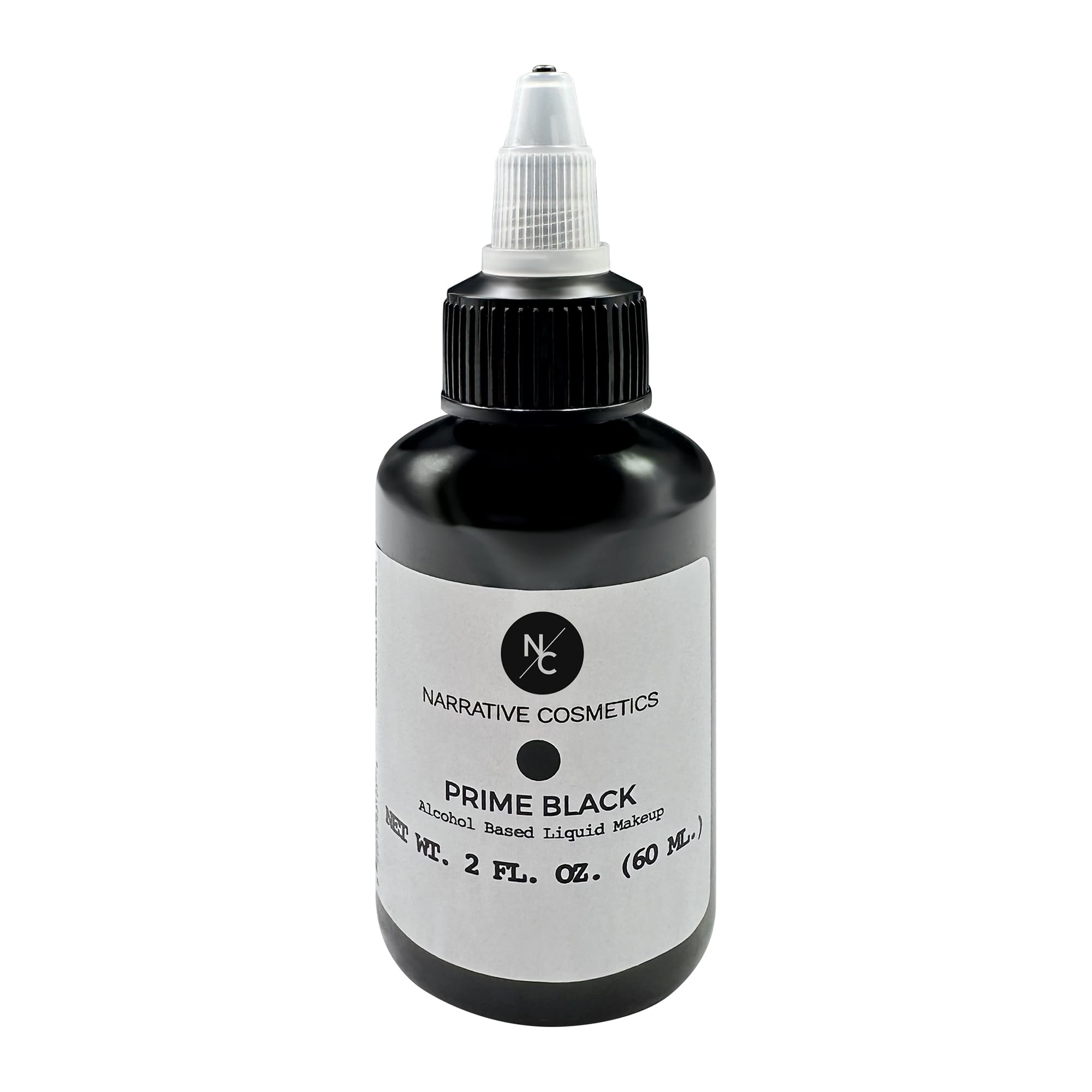 Narrative Cosmetics FX Alcohol Airbrush Paints - 2 fl oz Skin Safe Quick Dry Waterproof Sweatproof Transferproof Liquid Makeup for Bodypainting Theater FX Makeup Film and TV - Prime Black