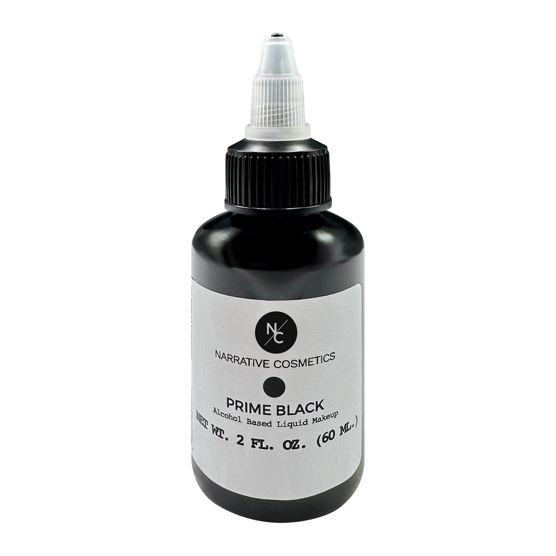 Narrative Cosmetics FX Alcohol Airbrush Paints - 2 fl oz Skin Safe Quick Dry Waterproof Sweatproof Transferproof Liquid Makeup for Bodypainting Theater FX Makeup Film and TV - Prime Black