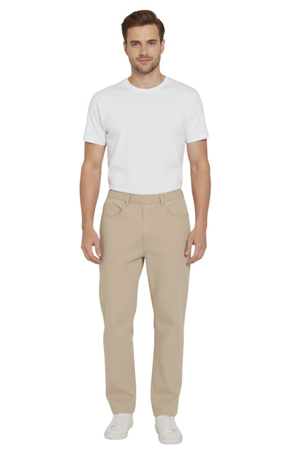 Men’s Lightweight Casual Elastic Waist Pull-On Jeans – Denim &amp; Twill Pants with Easy Fit