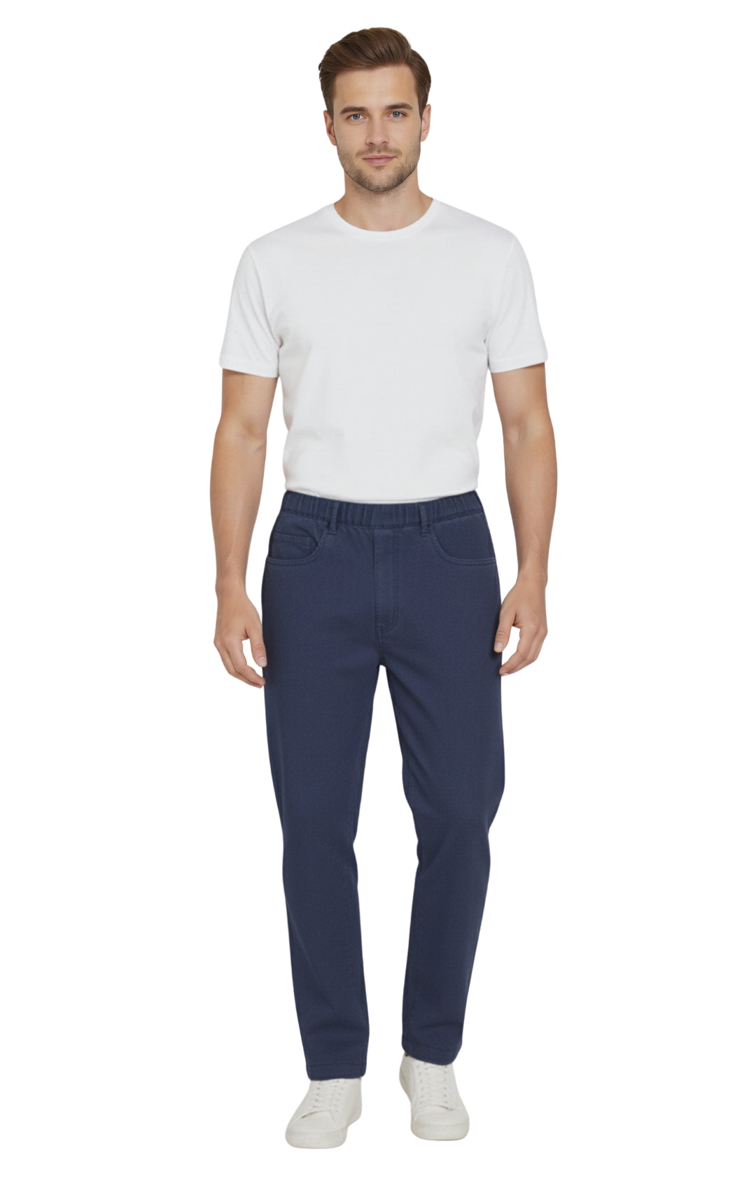 Men’s Lightweight Casual Elastic Waist Pull-On Jeans – Denim &amp; Twill Pants with Easy Fit
