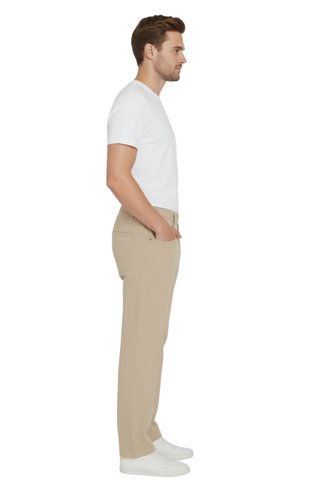 Men’s Lightweight Casual Elastic Waist Pull-On Jeans – Denim &amp; Twill Pants with Easy Fit