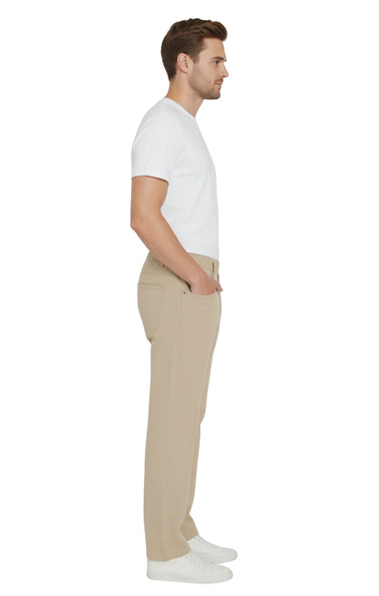Men’s Lightweight Casual Elastic Waist Pull-On Jeans – Denim &amp; Twill Pants with Easy Fit