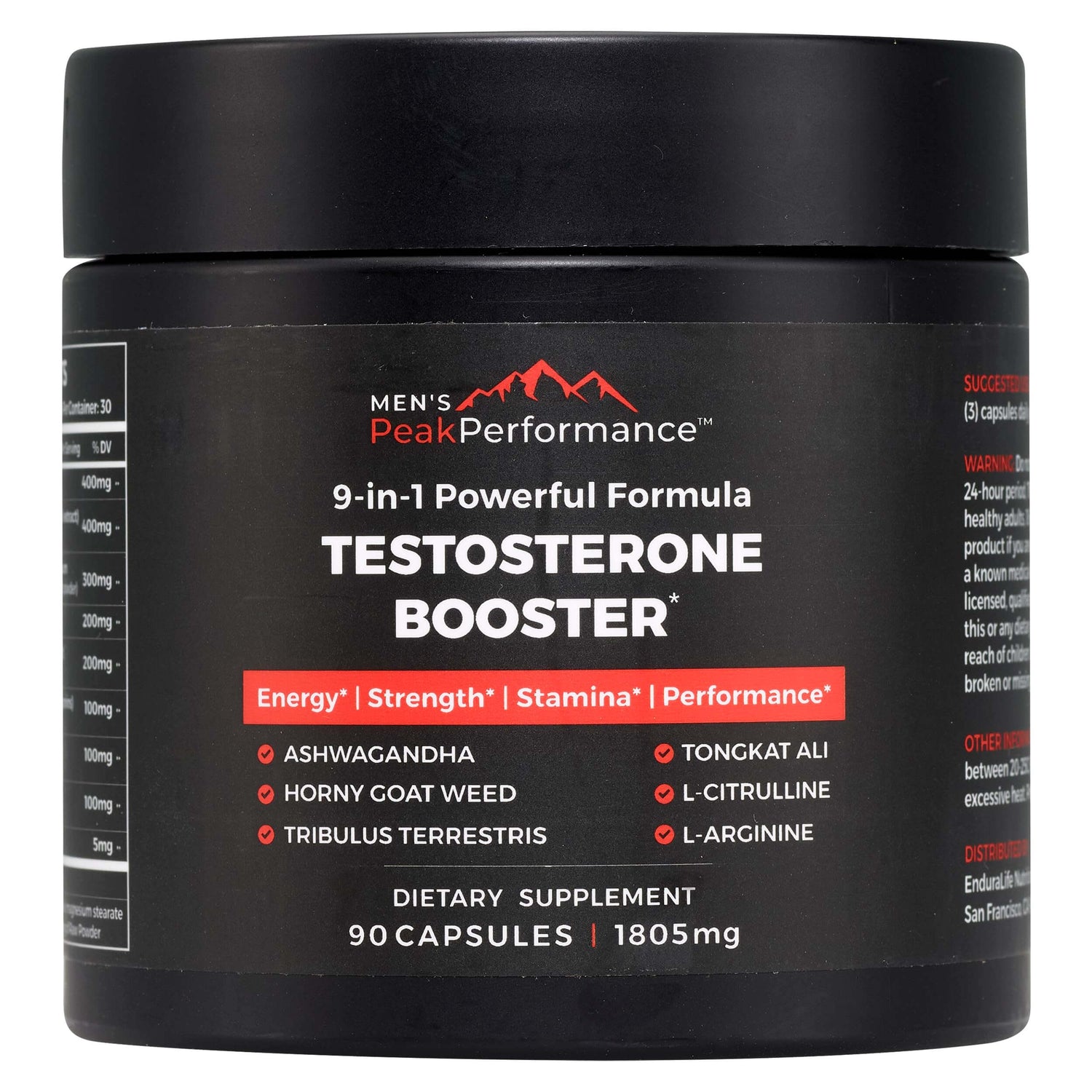 MENS PeakPerformance - Testosterone Booster Supplement for Men - Boost Stamina Muscle Growth Energy Strength Endurance &amp; Drive - Ashwagandha Tribulus L-Arginine Tongkat Ali- 90 Capsules