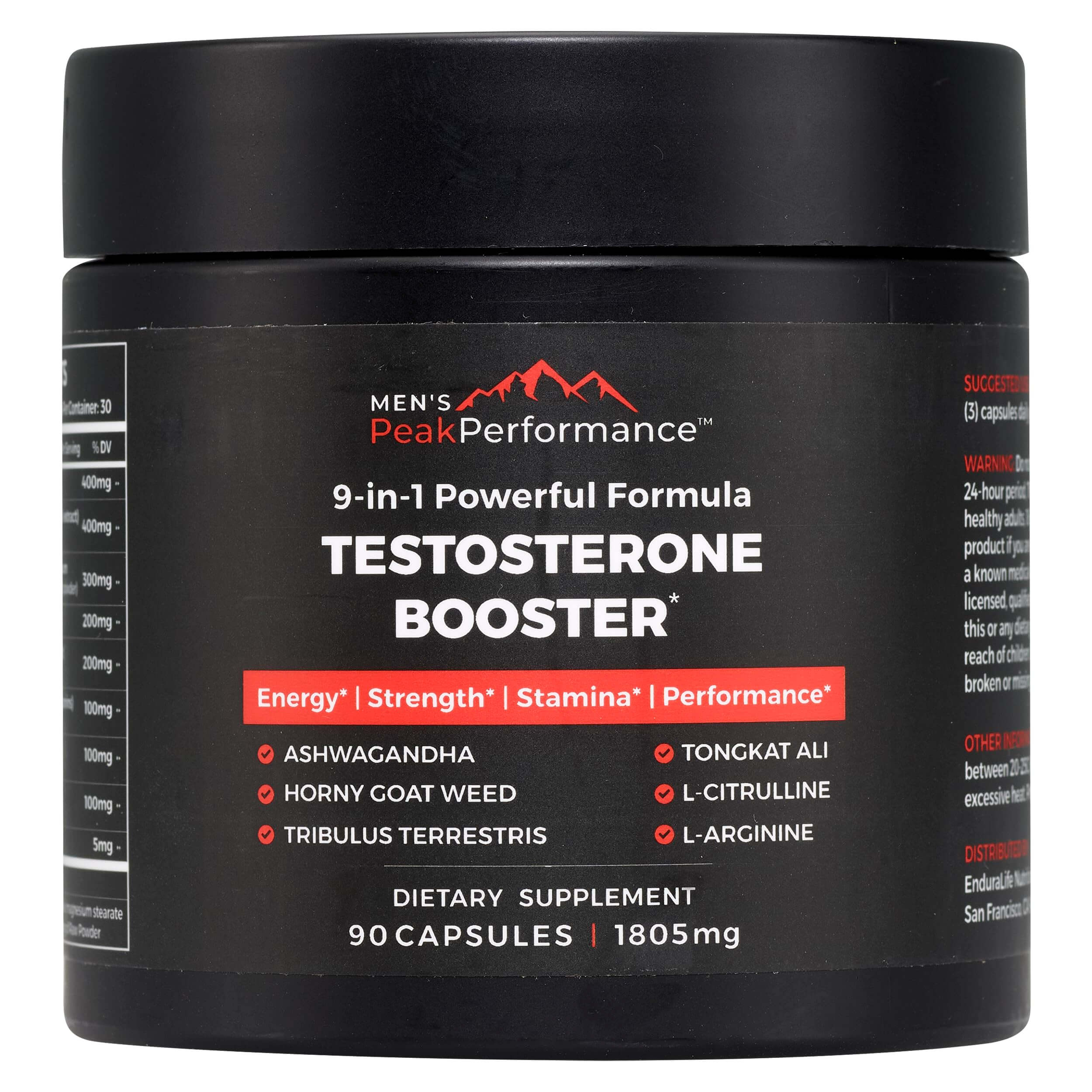 MENS PeakPerformance - Testosterone Booster Supplement for Men - Boost Stamina Muscle Growth Energy Strength Endurance &amp; Drive - Ashwagandha Tribulus L-Arginine Tongkat Ali- 90 Capsules