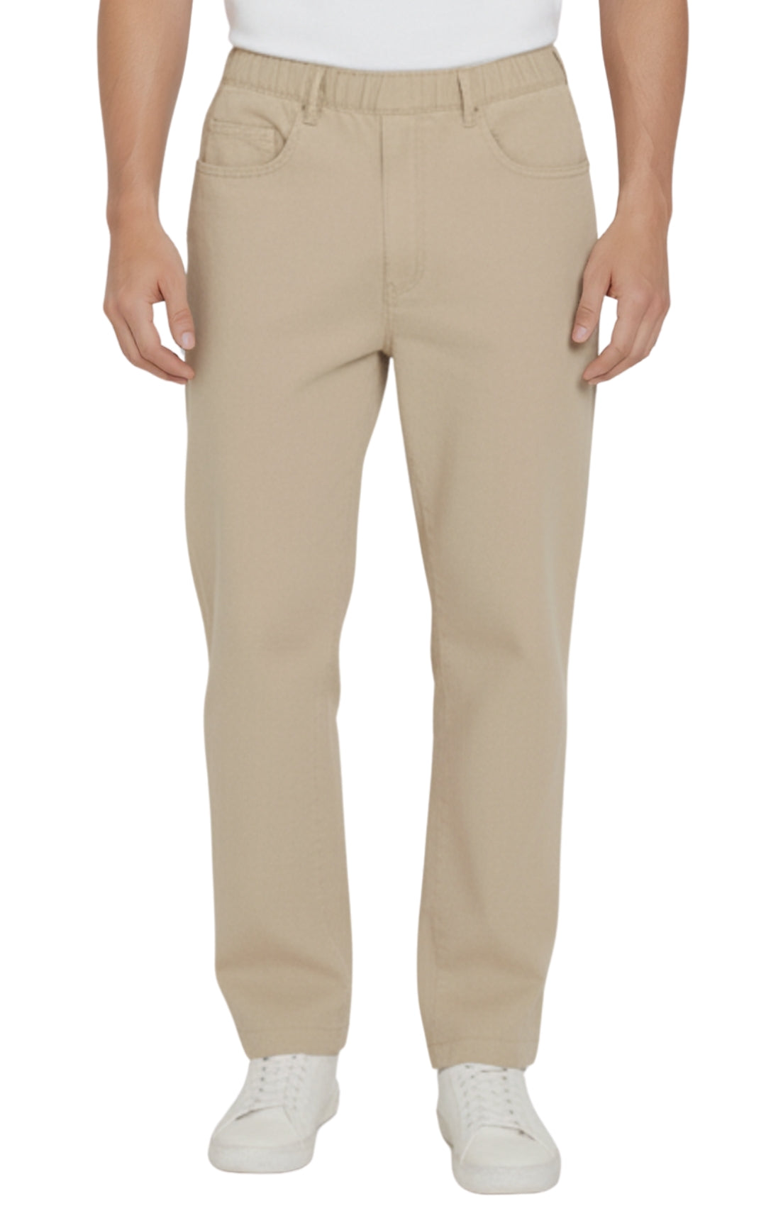 Men’s Lightweight Casual Elastic Waist Pull-On Jeans – Denim &amp; Twill Pants with Easy Fit