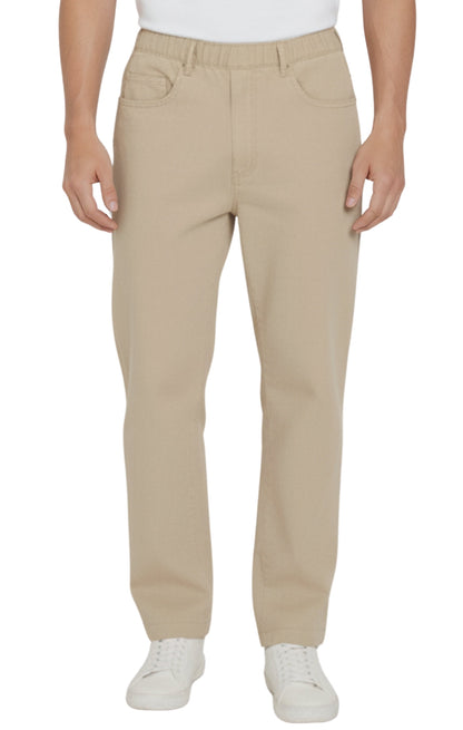 Men’s Lightweight Casual Elastic Waist Pull-On Jeans – Denim &amp; Twill Pants with Easy Fit