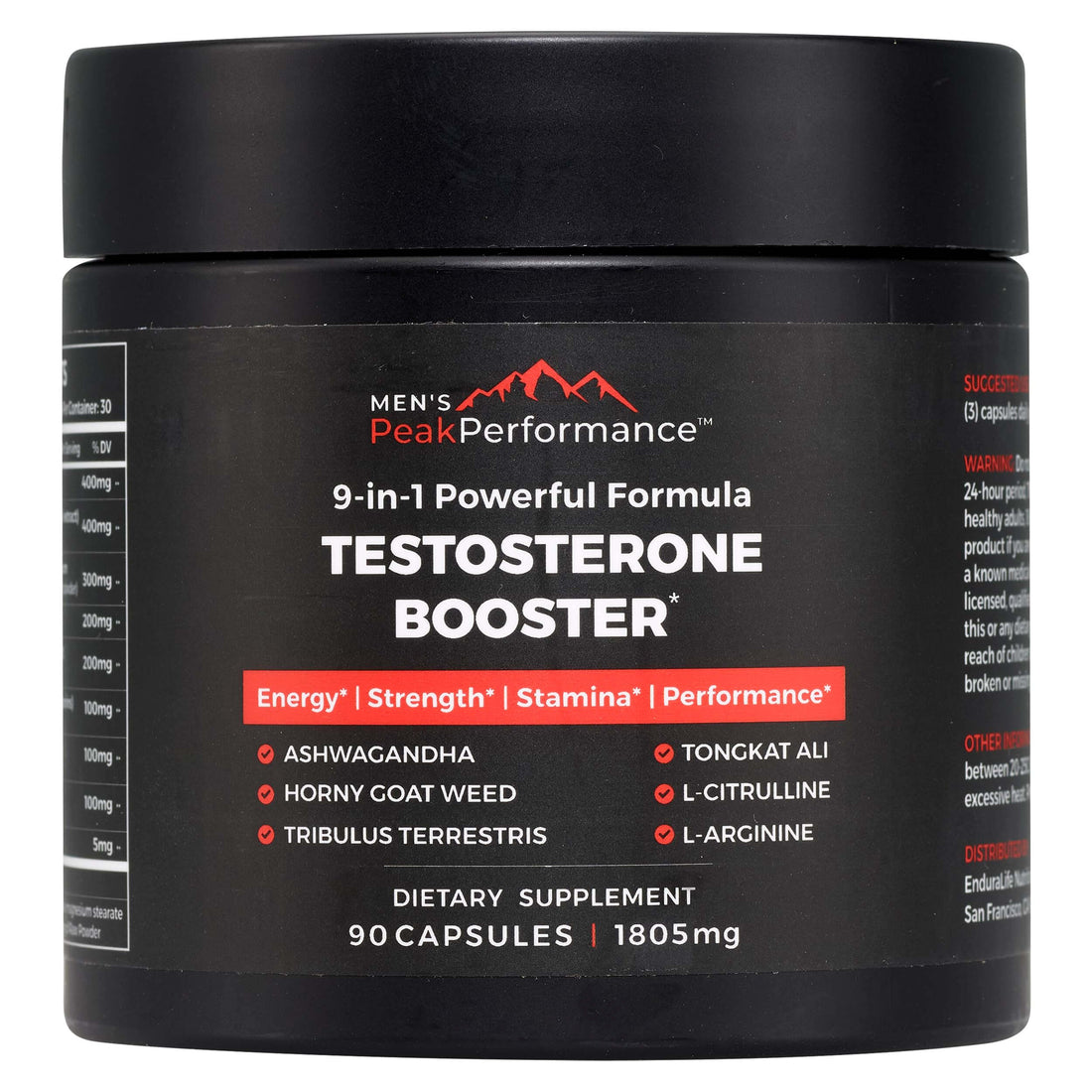 MENS PeakPerformance - Testosterone Booster Supplement for Men - Boost Stamina Muscle Growth Energy Strength Endurance &amp; Drive - Ashwagandha Tribulus L-Arginine Tongkat Ali- 90 Capsules