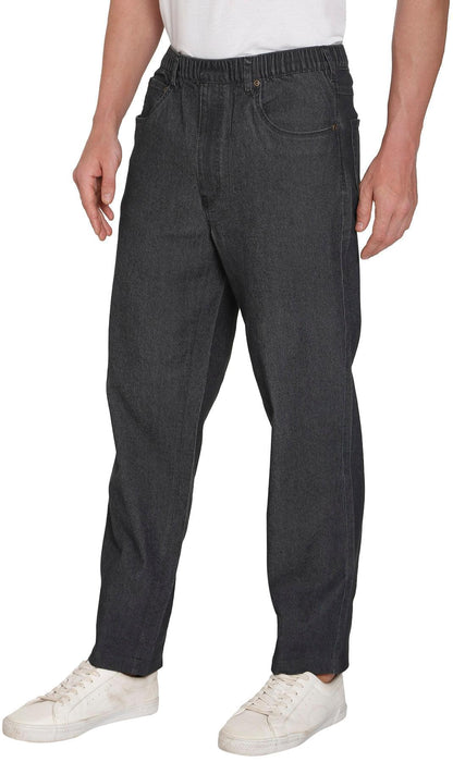 Men’s Lightweight Casual Elastic Waist Pull-On Jeans – Denim &amp; Twill Pants with Easy Fit