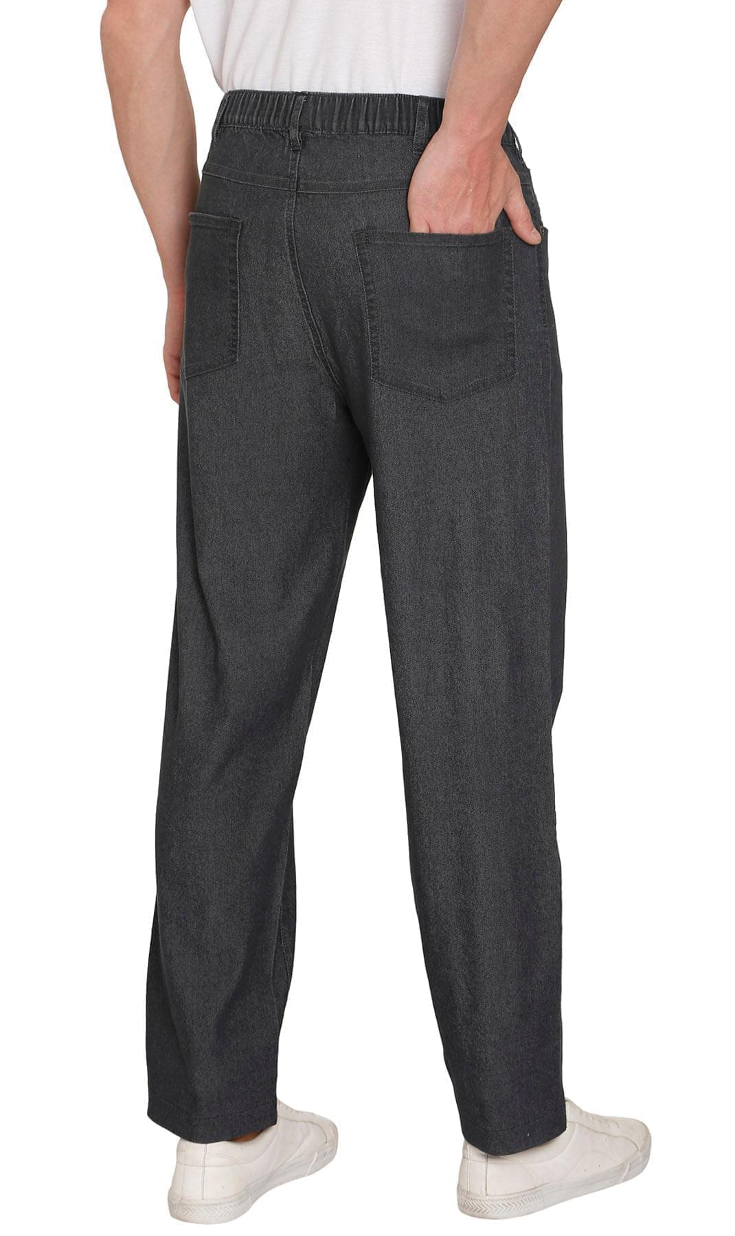 Men’s Lightweight Casual Elastic Waist Pull-On Jeans – Denim &amp; Twill Pants with Easy Fit