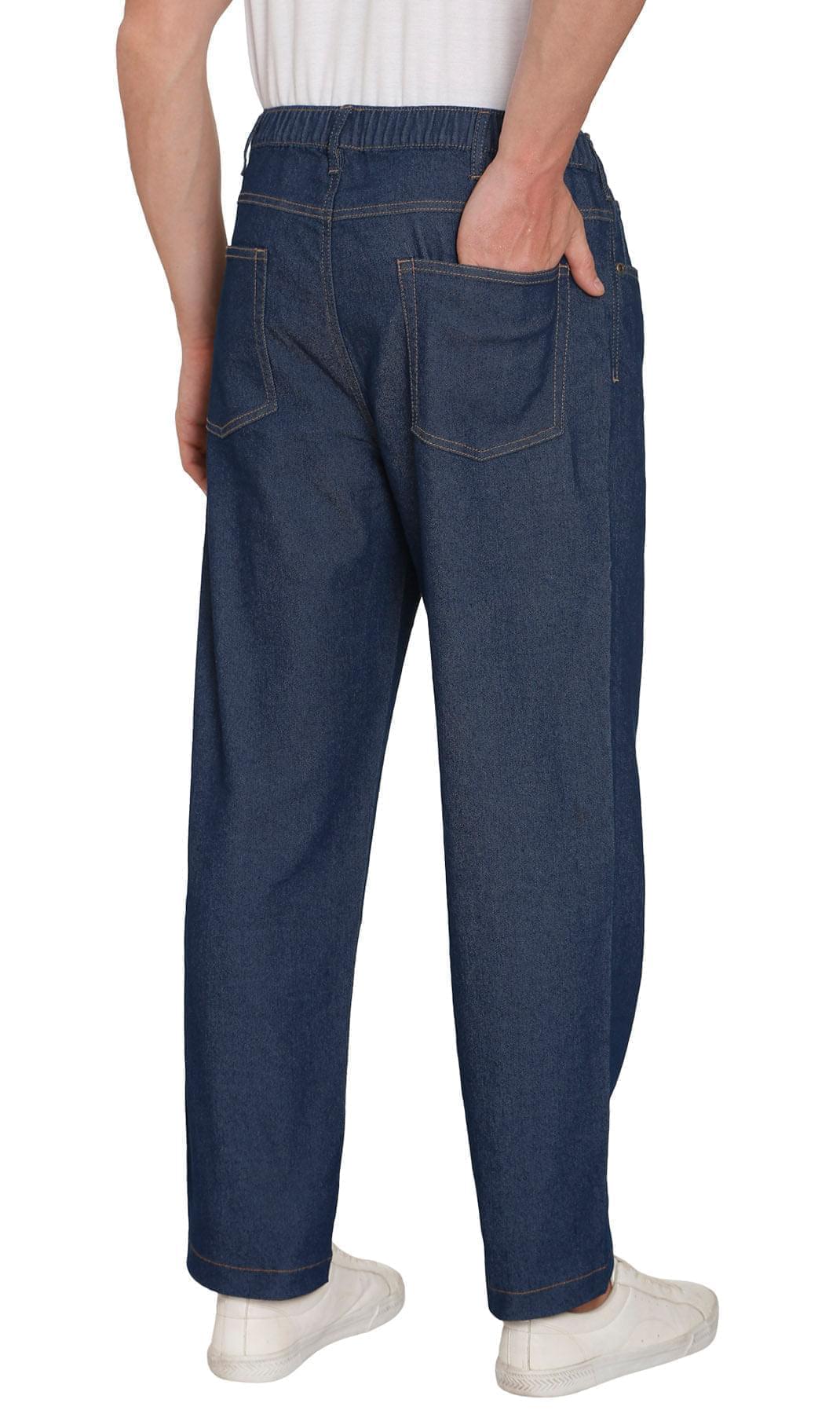 Men’s Lightweight Casual Elastic Waist Pull-On Jeans – Denim &amp; Twill Pants with Easy Fit