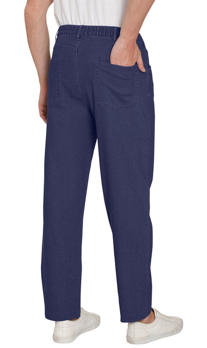 Men’s Lightweight Casual Elastic Waist Pull-On Jeans – Denim &amp; Twill Pants with Easy Fit