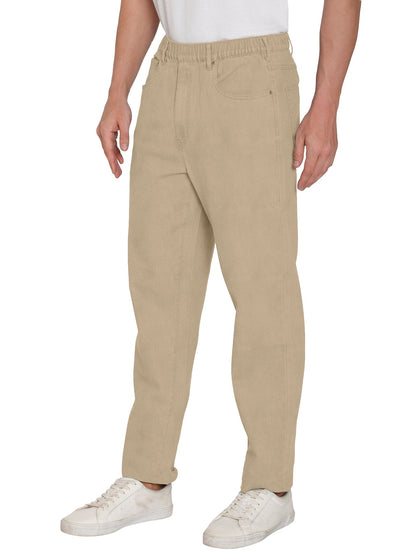 Men’s Lightweight Casual Elastic Waist Pull-On Jeans – Denim &amp; Twill Pants with Easy Fit