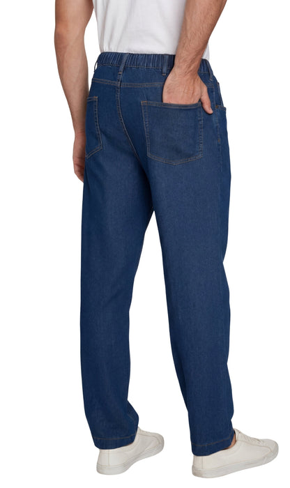 Men’s Lightweight Casual Elastic Waist Pull-On Jeans – Denim &amp; Twill Pants with Easy Fit