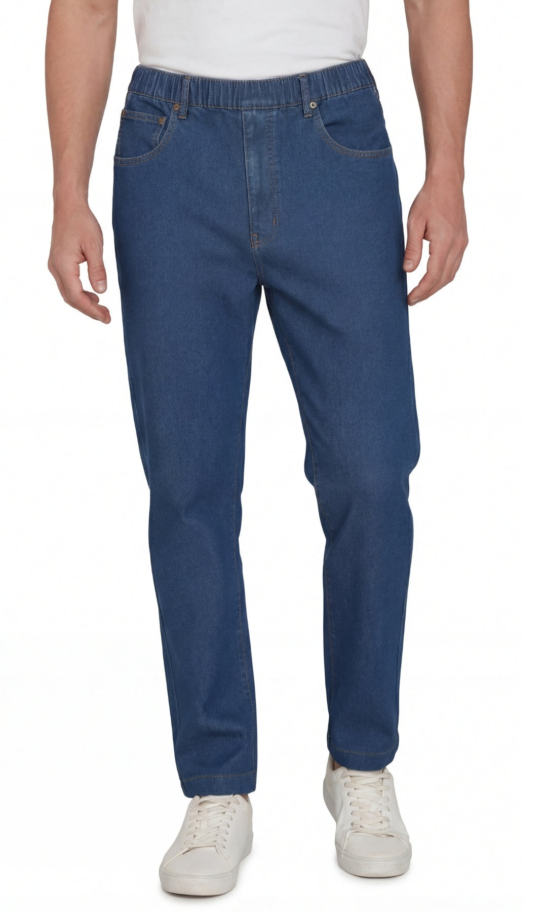 Men’s Lightweight Casual Elastic Waist Pull-On Jeans – Denim &amp; Twill Pants with Easy Fit