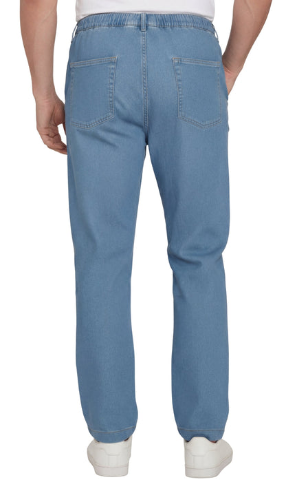Men’s Lightweight Casual Elastic Waist Pull-On Jeans – Denim &amp; Twill Pants with Easy Fit