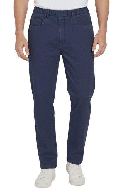 Men’s Lightweight Casual Elastic Waist Pull-On Jeans – Denim &amp; Twill Pants with Easy Fit
