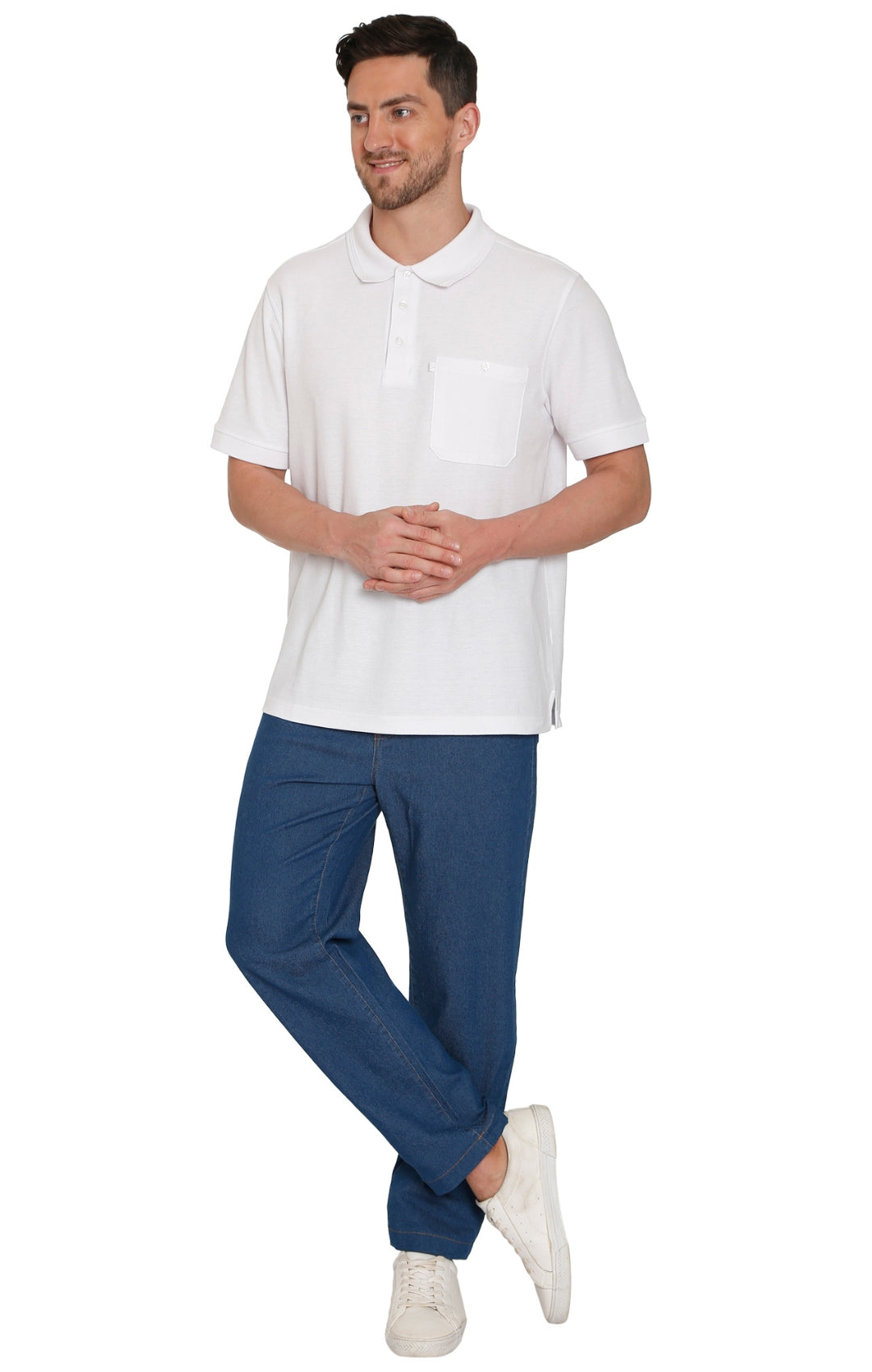 Men’s Lightweight Casual Elastic Waist Pull-On Jeans – Denim &amp; Twill Pants with Easy Fit