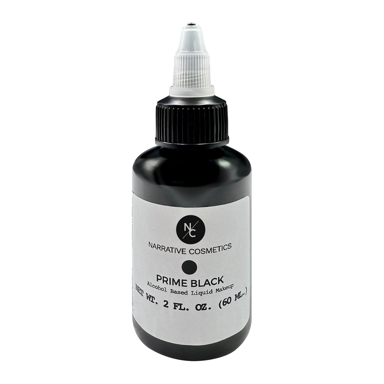 Narrative Cosmetics FX Alcohol Airbrush Paints - 2 fl oz Skin Safe Quick Dry Waterproof Sweatproof Transferproof Liquid Makeup for Bodypainting Theater FX Makeup Film and TV - Prime Black