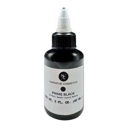 Narrative Cosmetics FX Alcohol Airbrush Paints - 2 fl oz Skin Safe Quick Dry Waterproof Sweatproof Transferproof Liquid Makeup for Bodypainting Theater FX Makeup Film and TV - Prime Black
